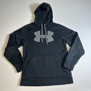 Under Armour Storm Hoodie Black Logo Pullover Athleisure Hooded Sweatshirt Sz SM